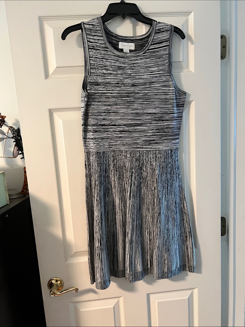 Jessica Simpson Black and Gray Space-Dye Midi Dress